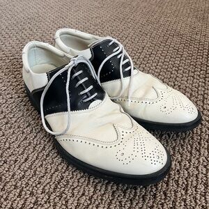 Zegna Sport Men Athletic Shoes Golf Wing Tips Black and White Sz 8